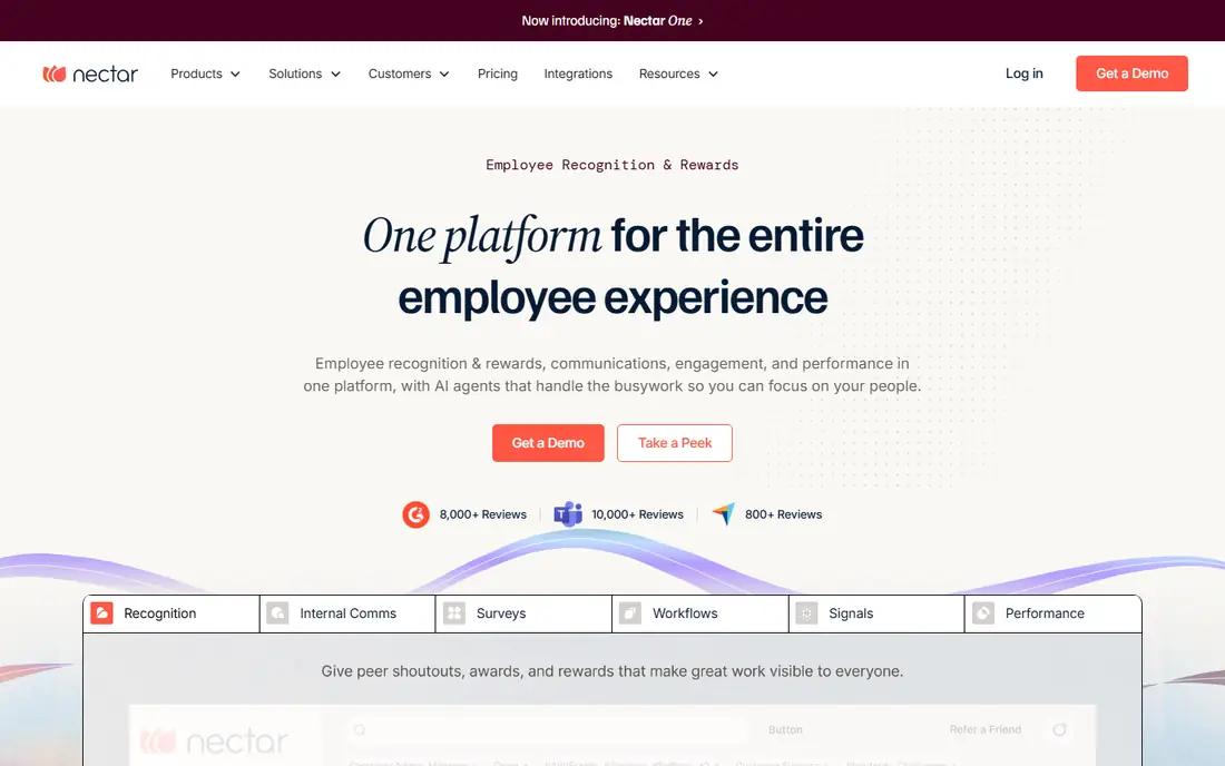 Nectar homepage