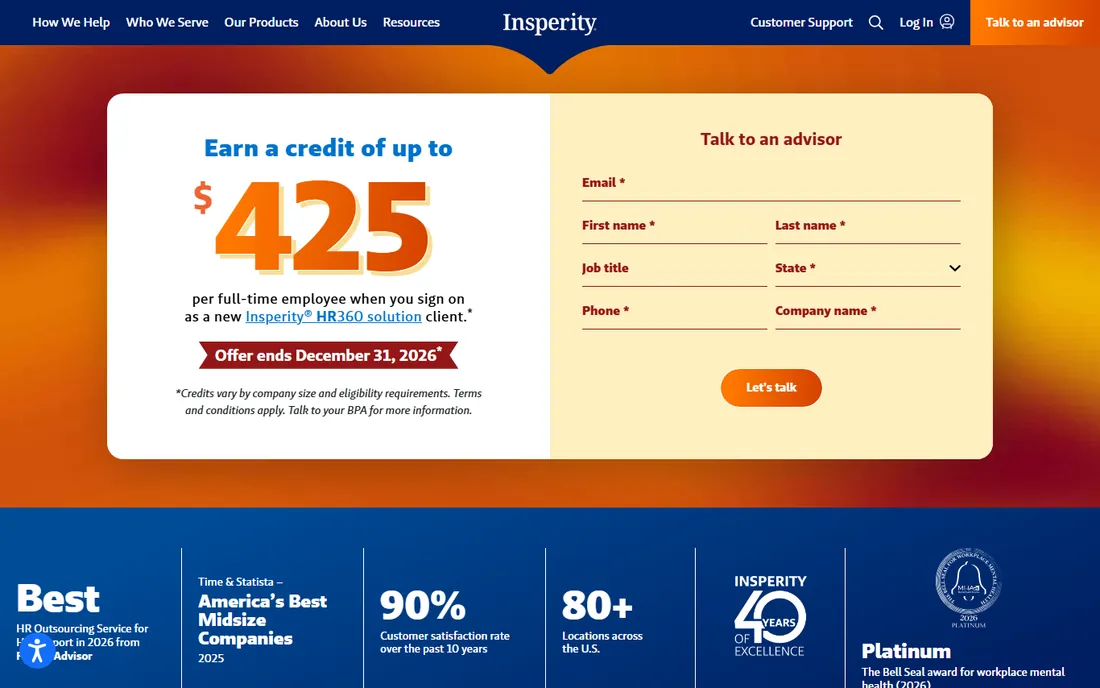 Insperity homepage