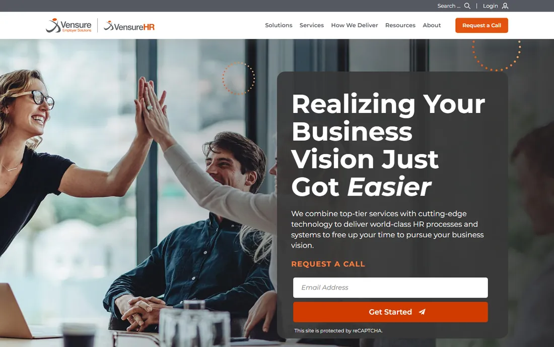 Vensure homepage