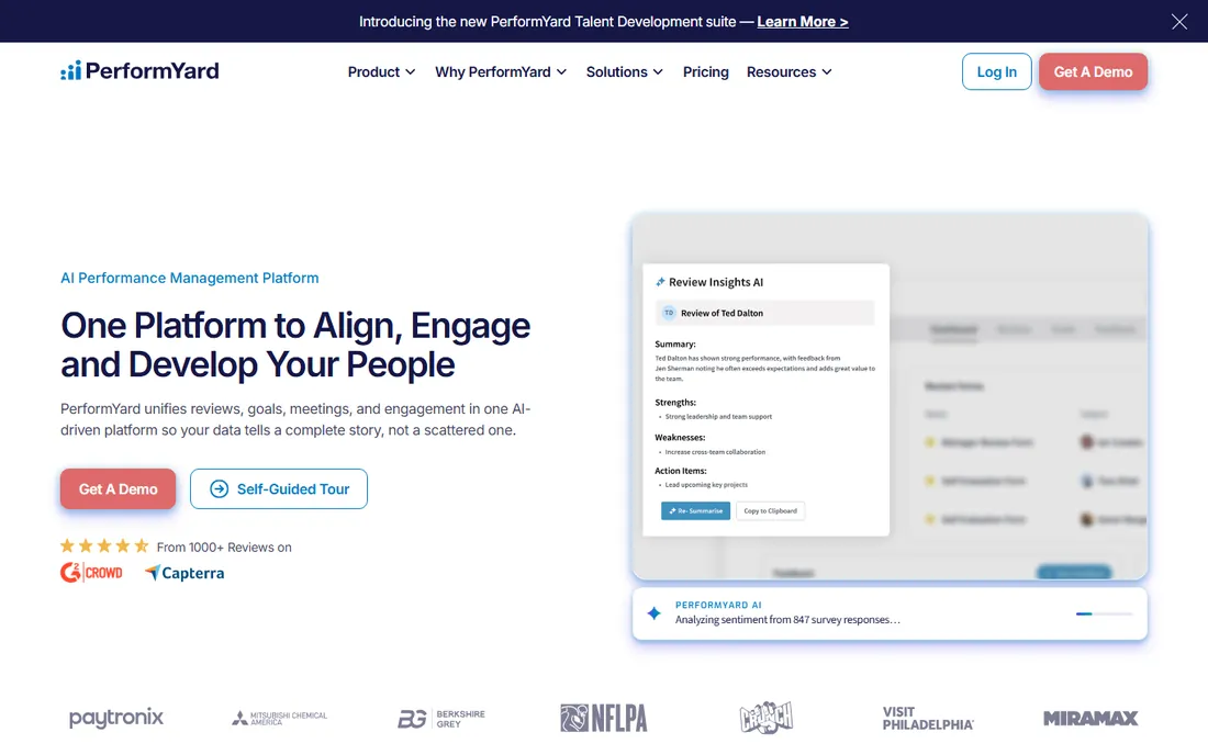 PerformYard homepage