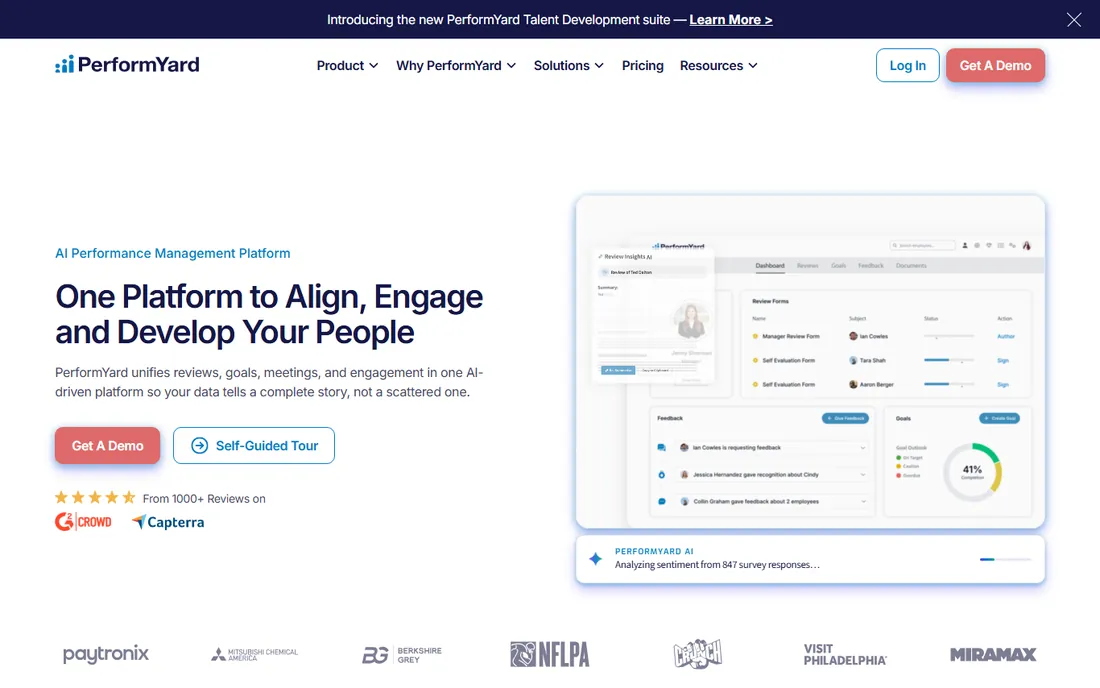 PerformYard homepage