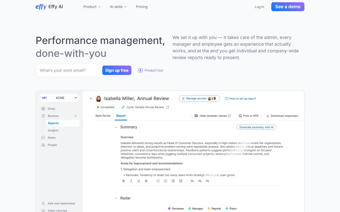 Effy AI homepage