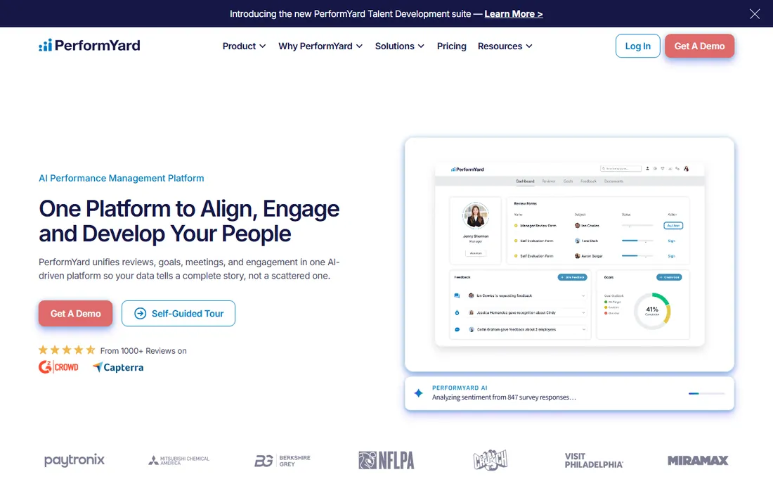 PerformYard homepage