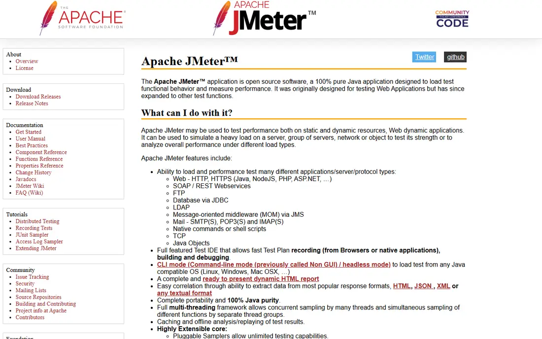 Apache JMeter homepage
