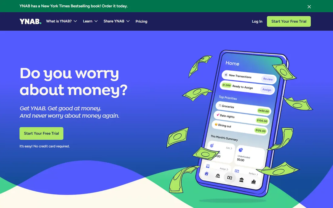 YNAB homepage