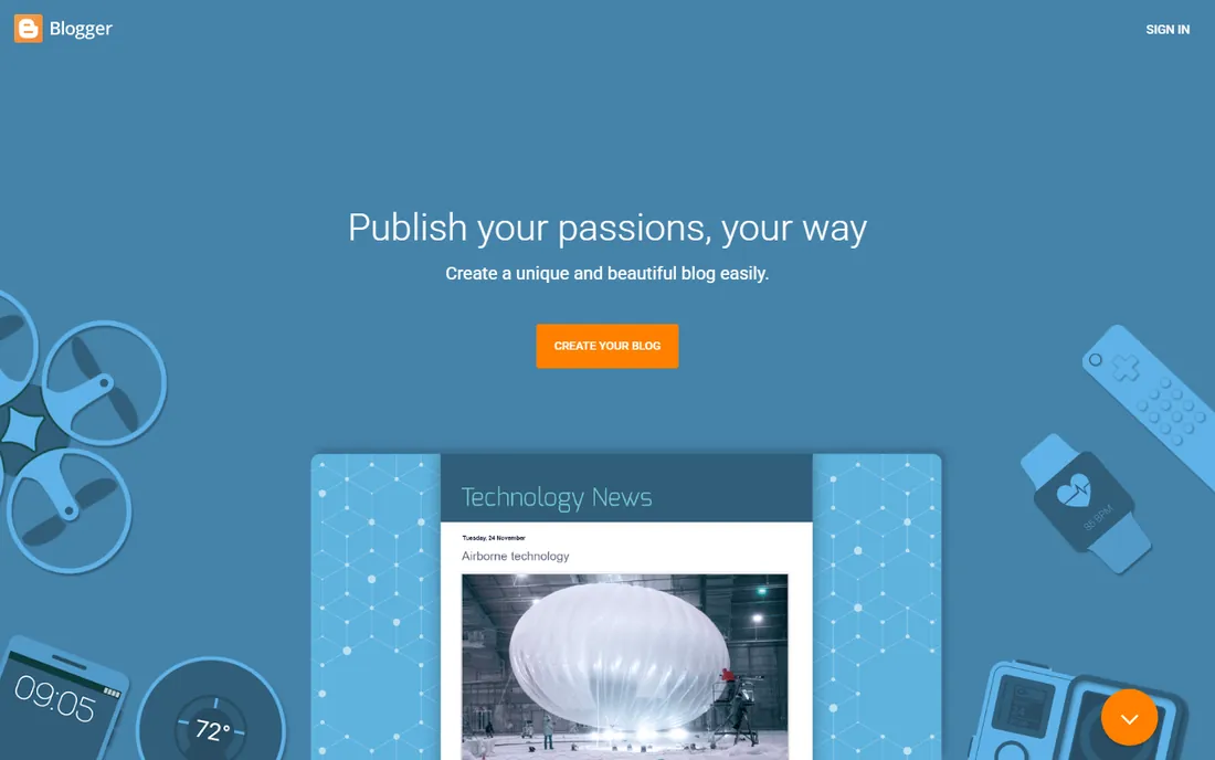 Blogger homepage