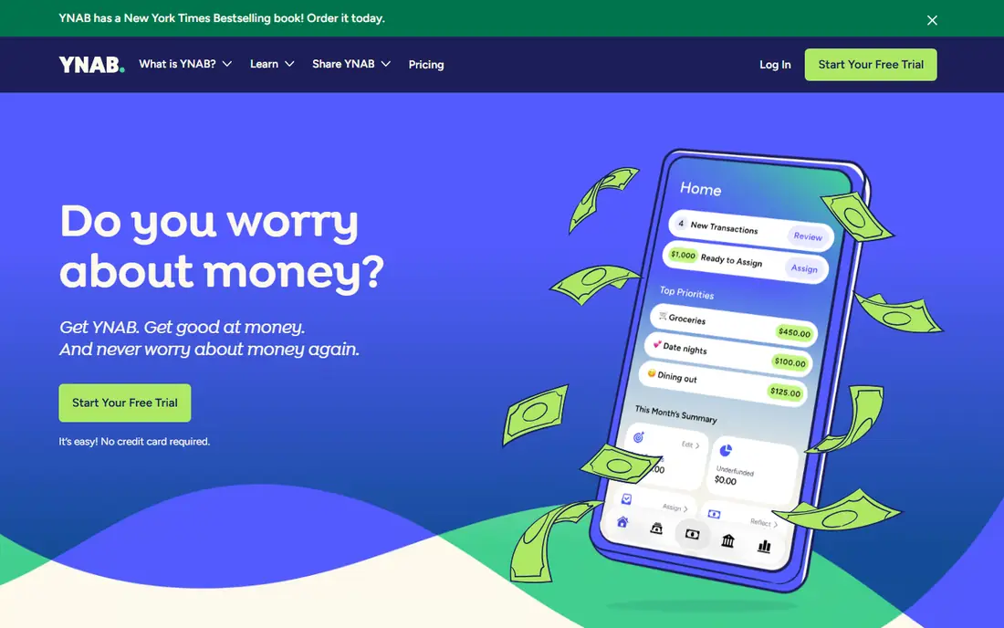 YNAB homepage