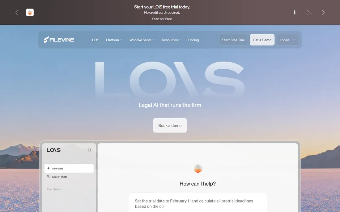 Filevine homepage