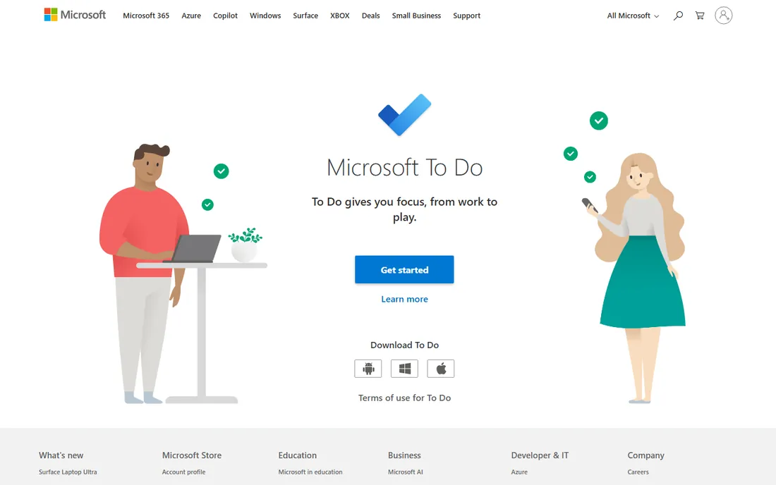 Microsoft To Do homepage