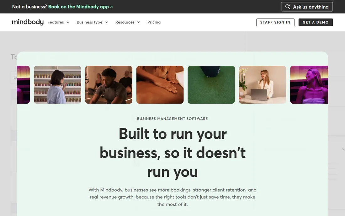 Mindbody homepage