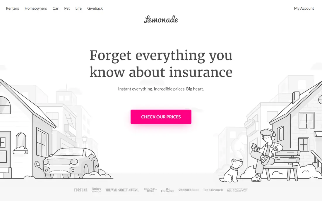 Lemonade homepage