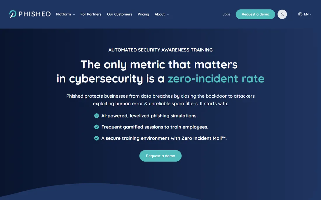 Phished homepage
