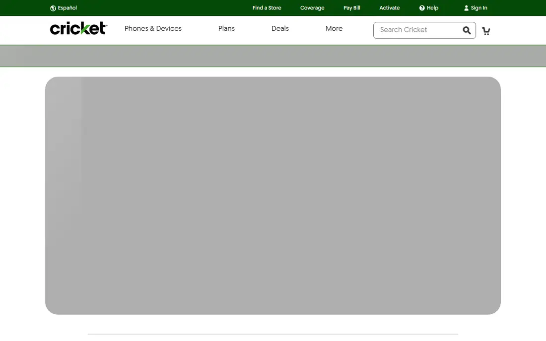 Cricket Wireless homepage