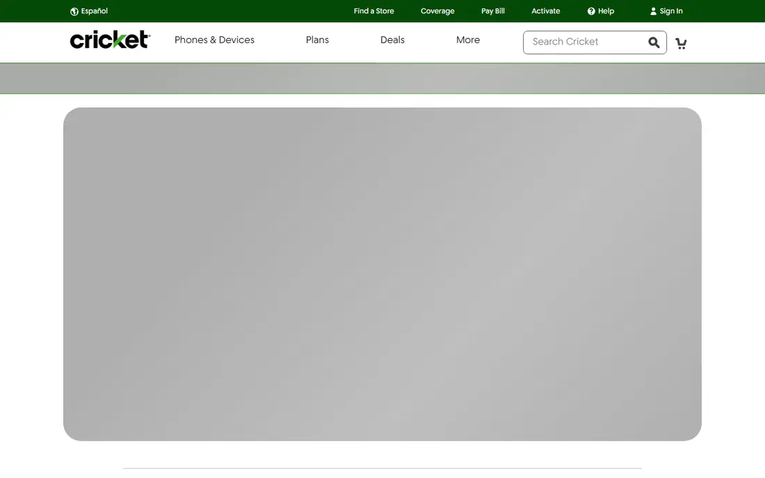 Cricket Wireless homepage