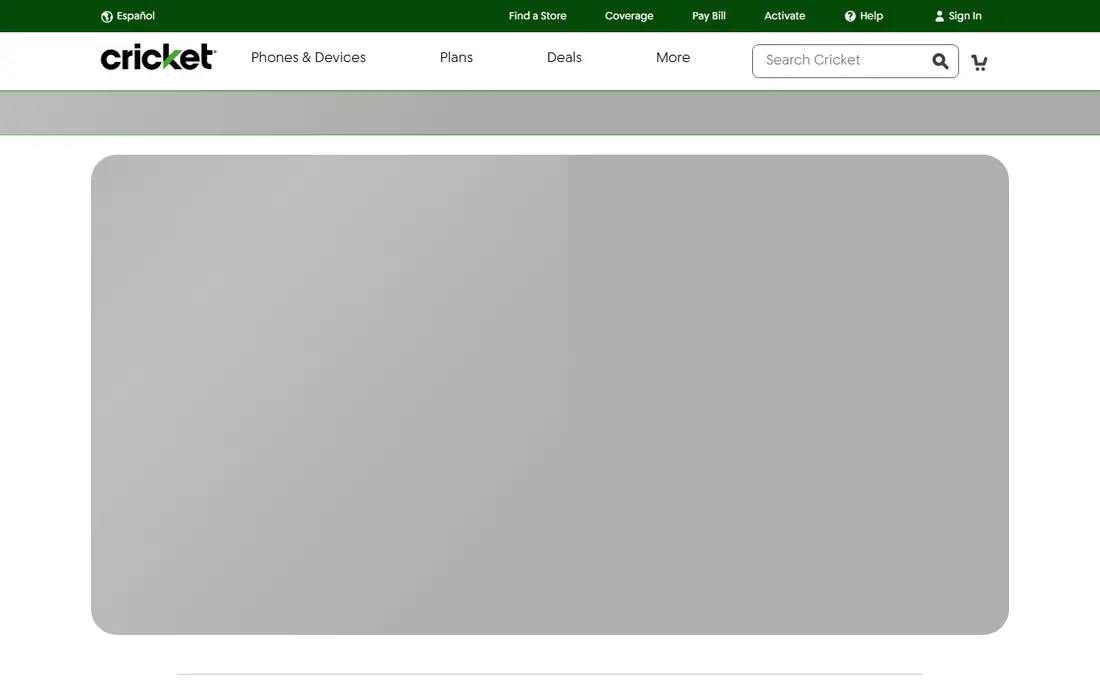Cricket Wireless homepage
