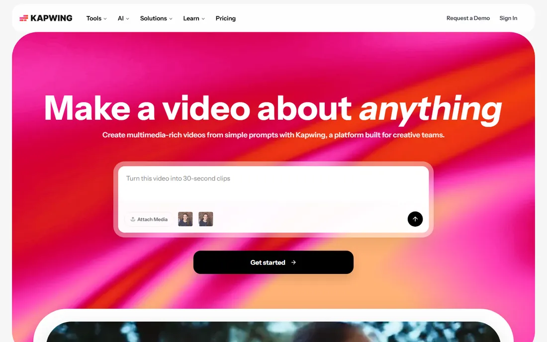Kapwing homepage