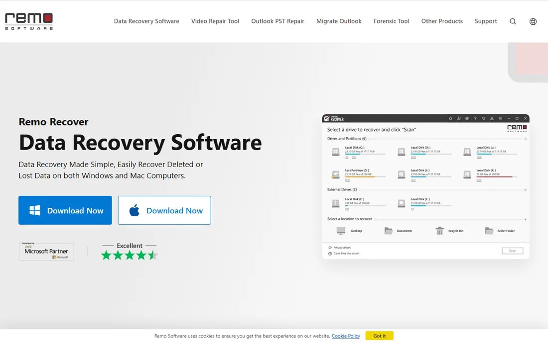 Remo Recover homepage