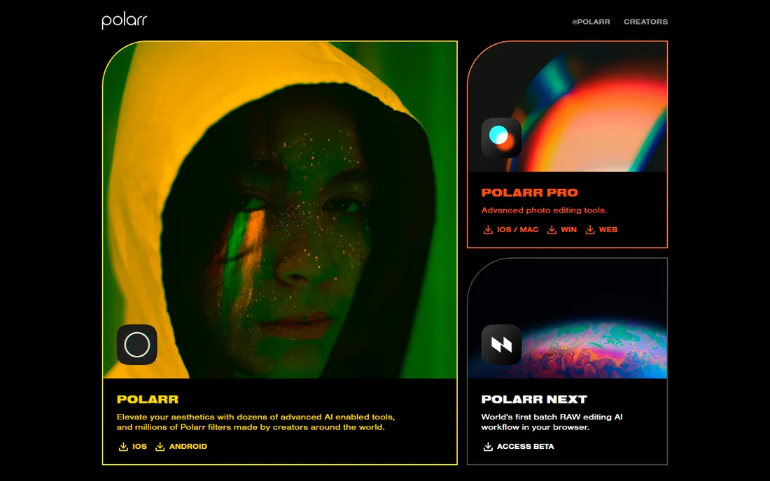 Polarr homepage