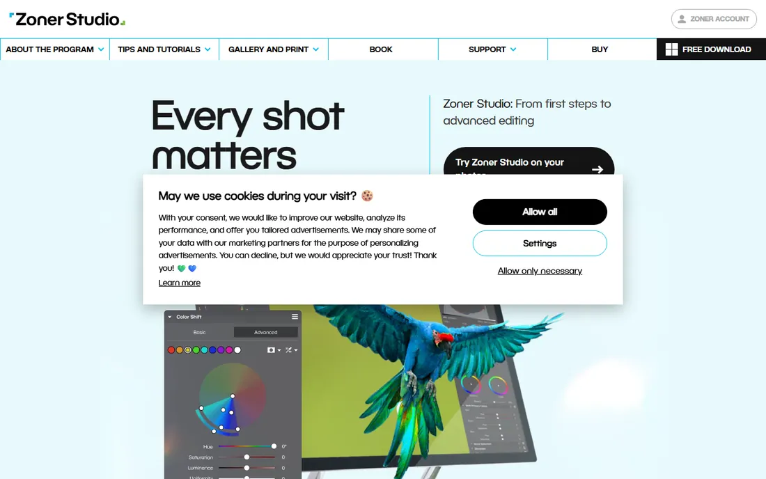 Zoner Photo Studio X homepage