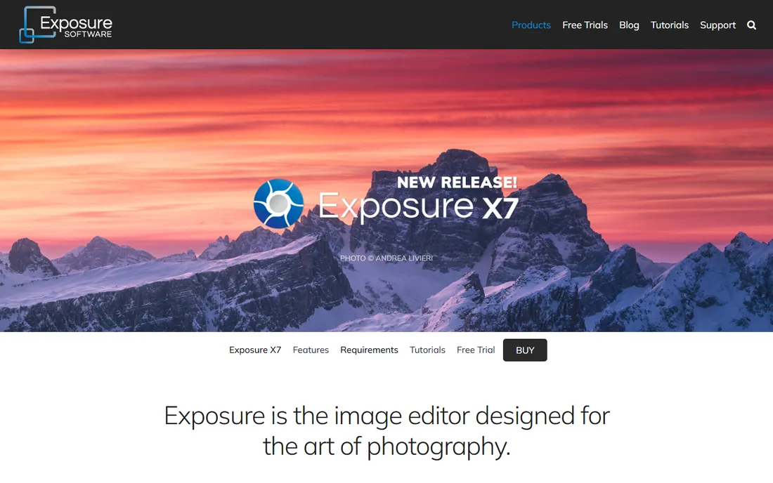 Exposure X7 homepage