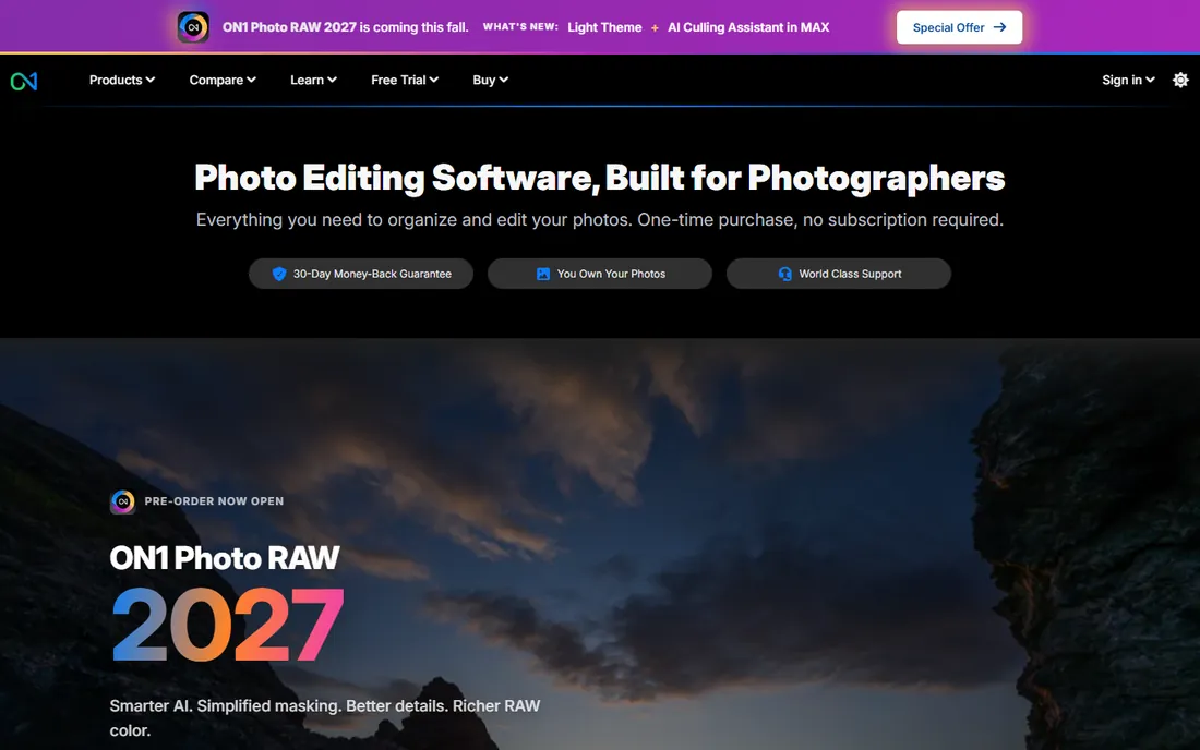 ON1 Photo RAW homepage