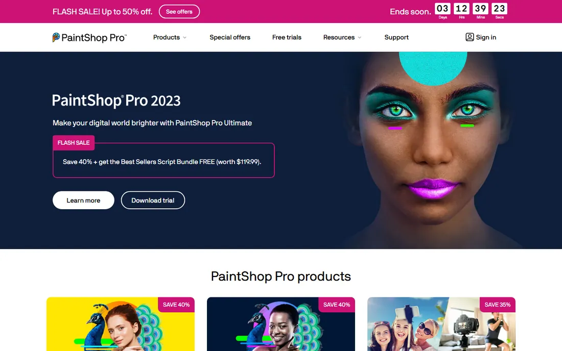 Corel PaintShop Pro homepage