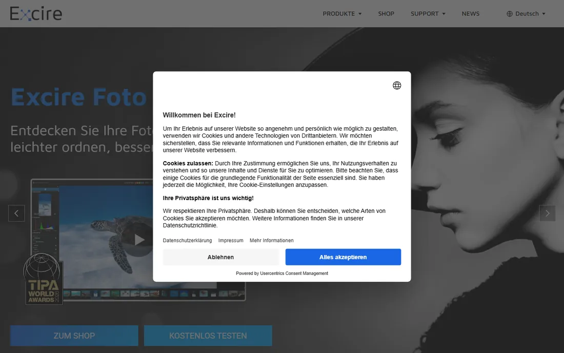 Excire Foto homepage