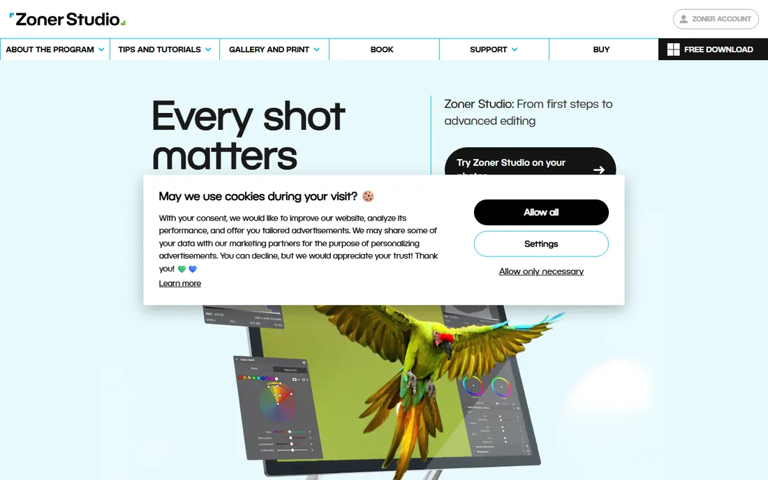 Zoner Studio homepage