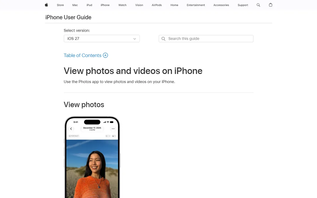 Apple Photos homepage
