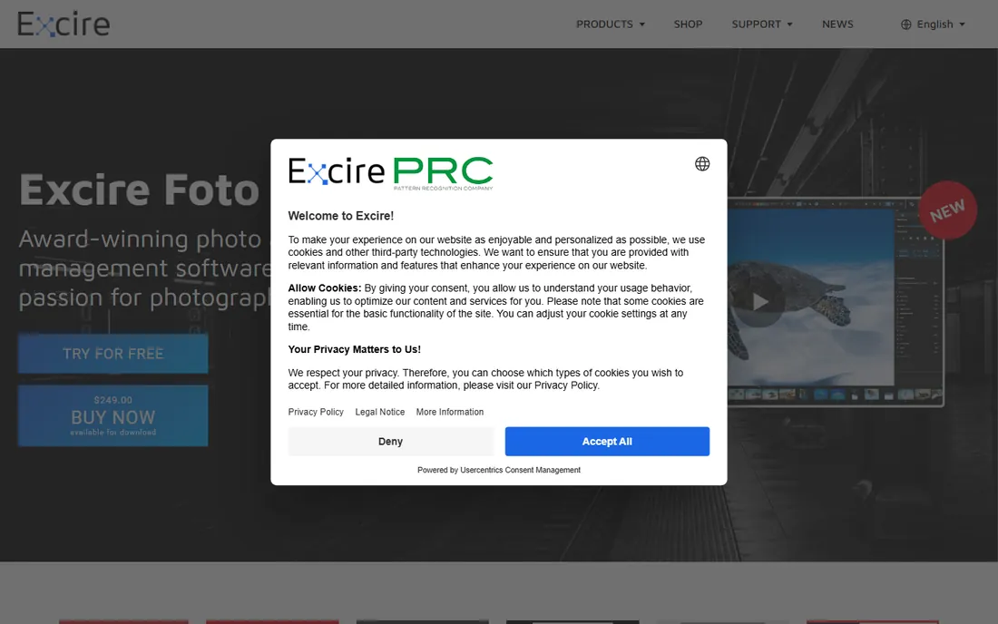 Excire Foto homepage