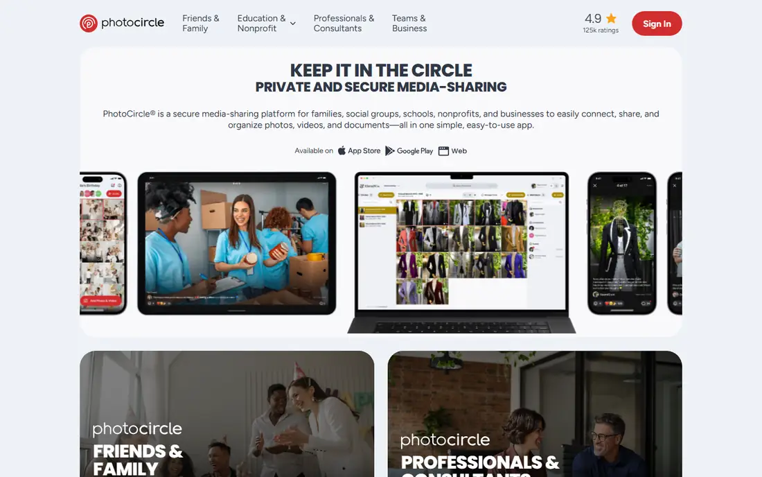 PhotoCircle homepage