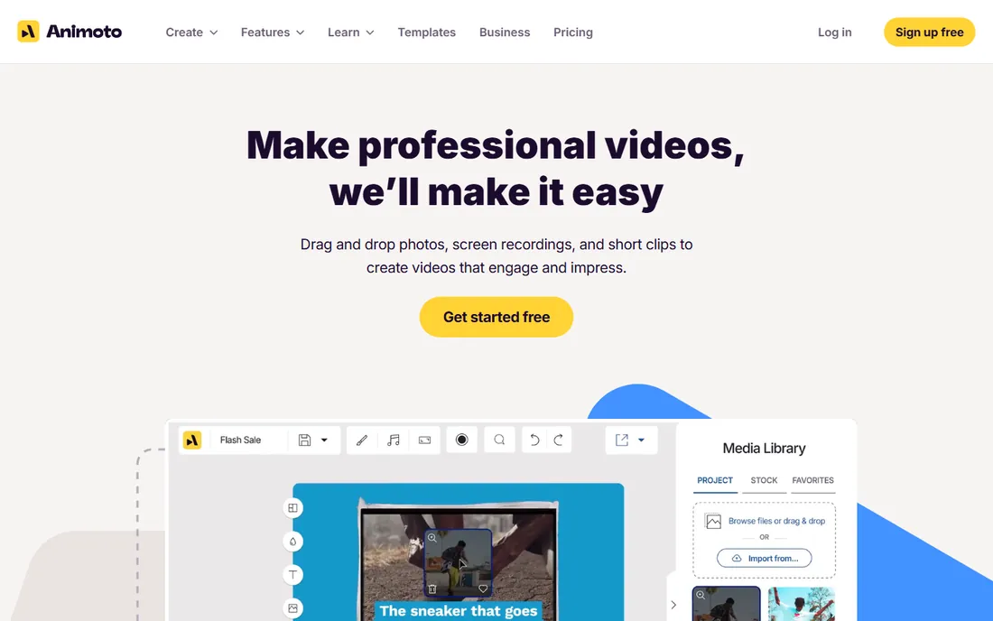 Animoto homepage