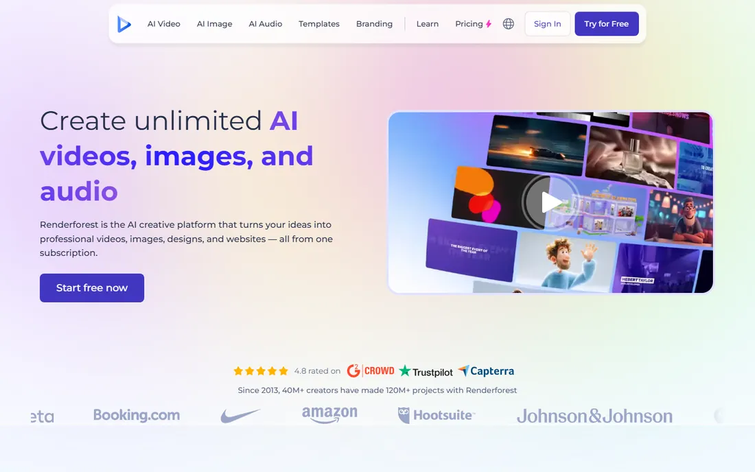 Renderforest homepage