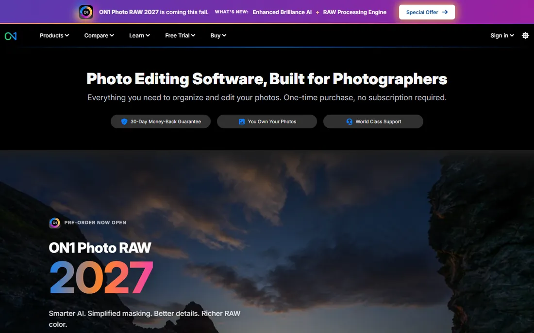 ON1 Photo RAW homepage