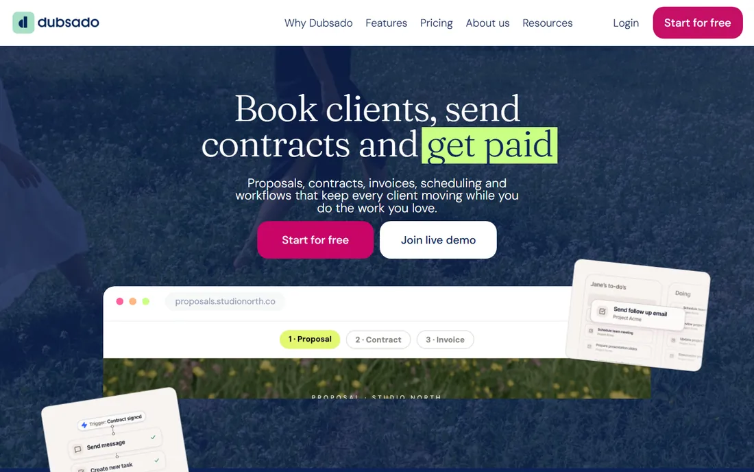 Dubsado homepage