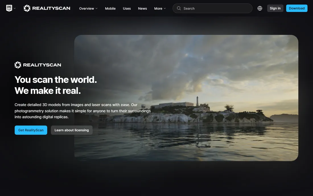 RealityScan homepage