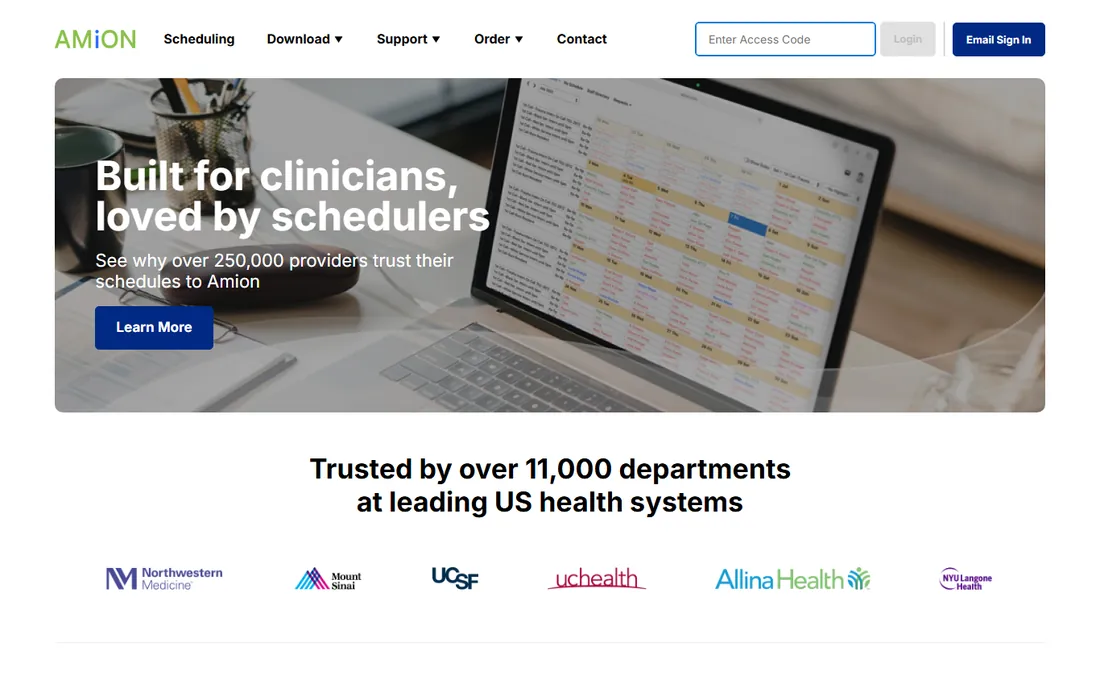 Amion homepage