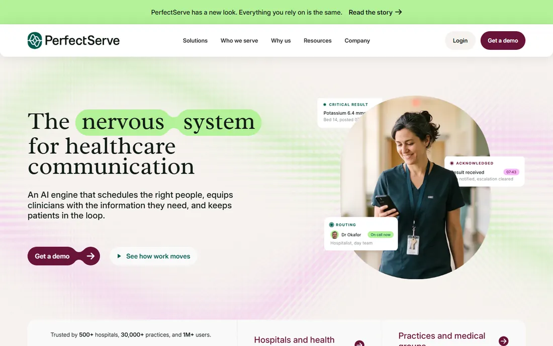 PerfectServe homepage
