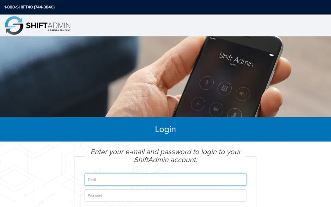 Shift Admin homepage