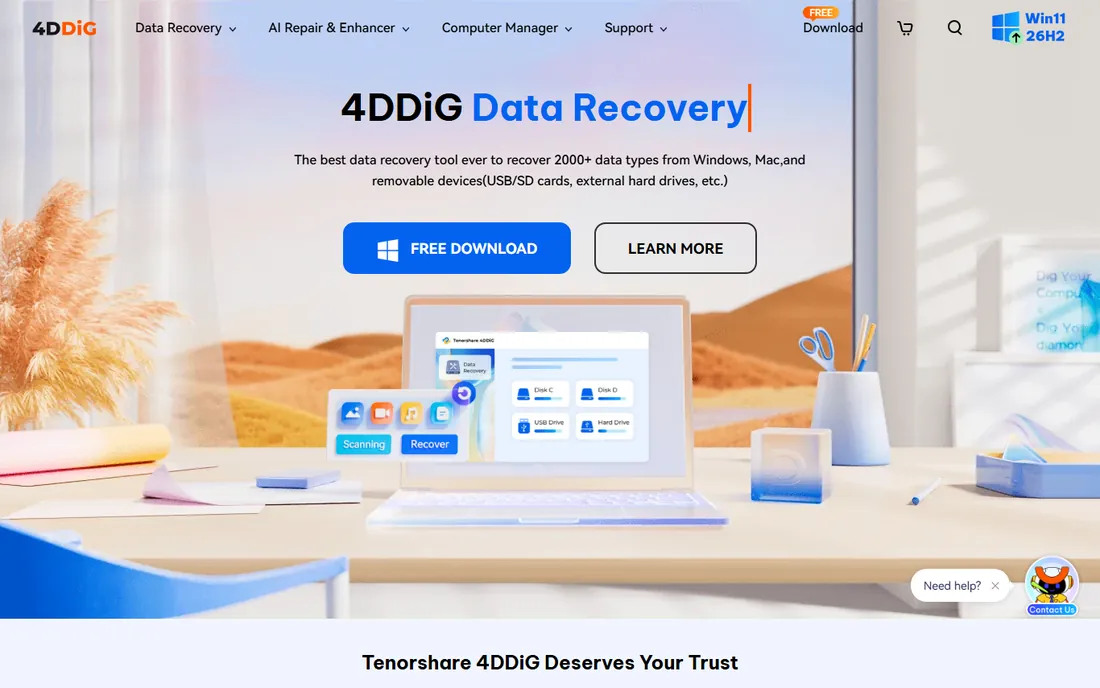 Tenorshare 4DDiG homepage