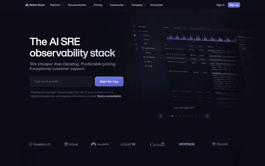 Better Stack homepage