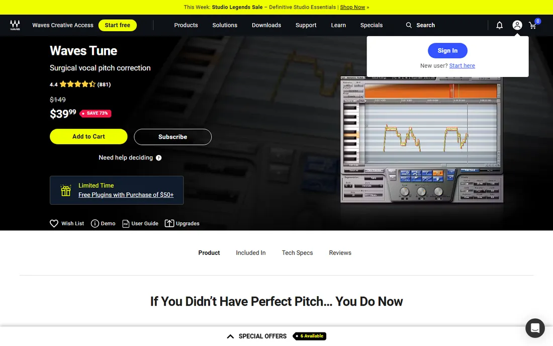 Waves Tune homepage