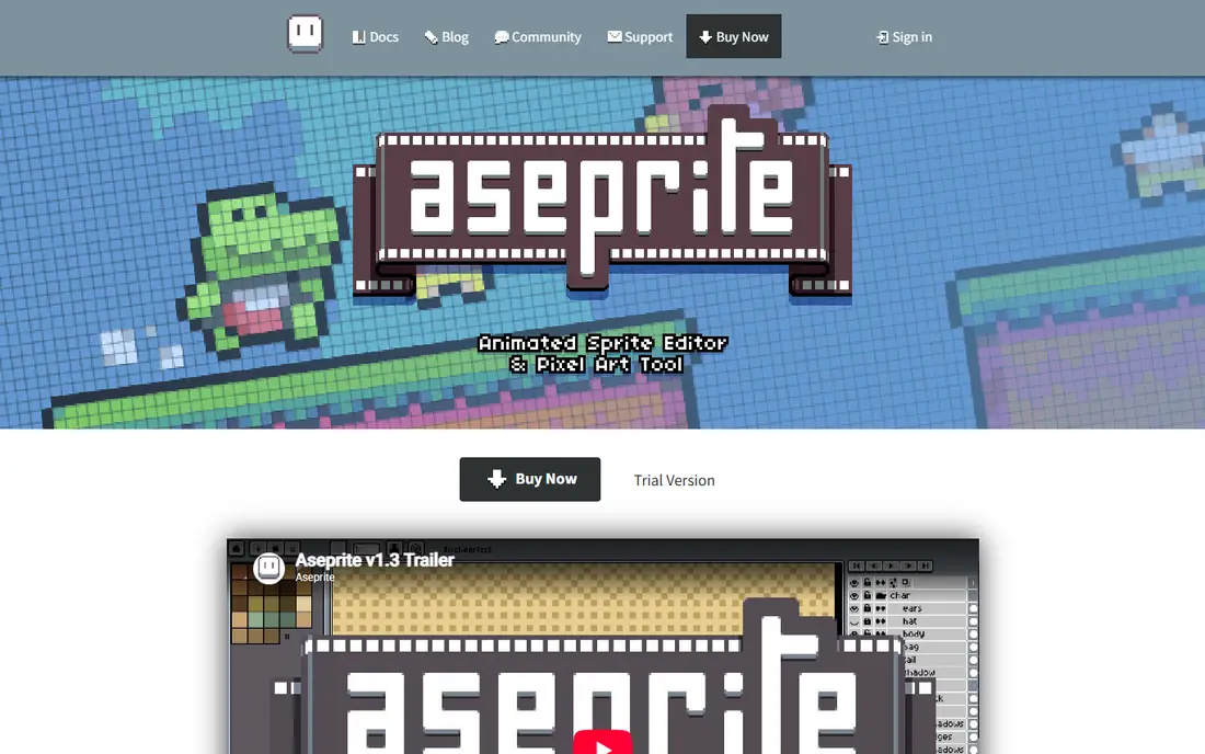 Aseprite homepage