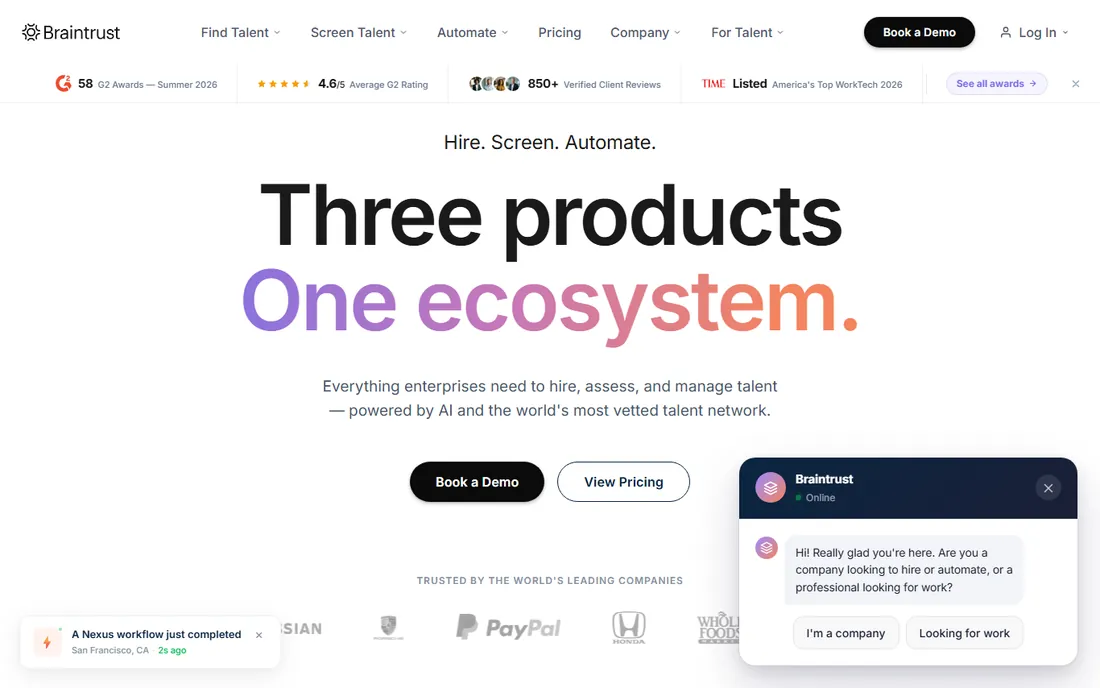 Braintrust homepage