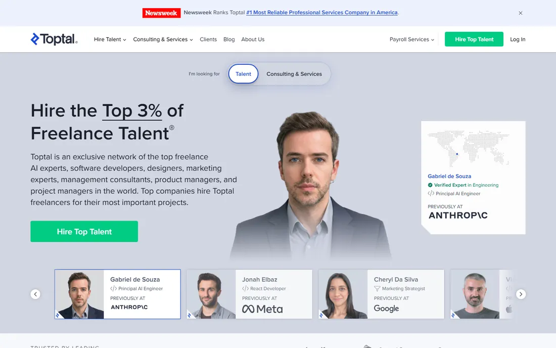 Toptal homepage
