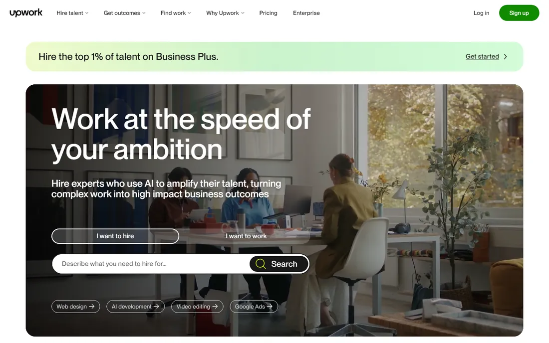 Upwork homepage