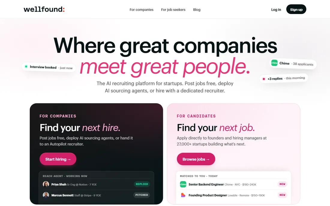 Wellfound homepage