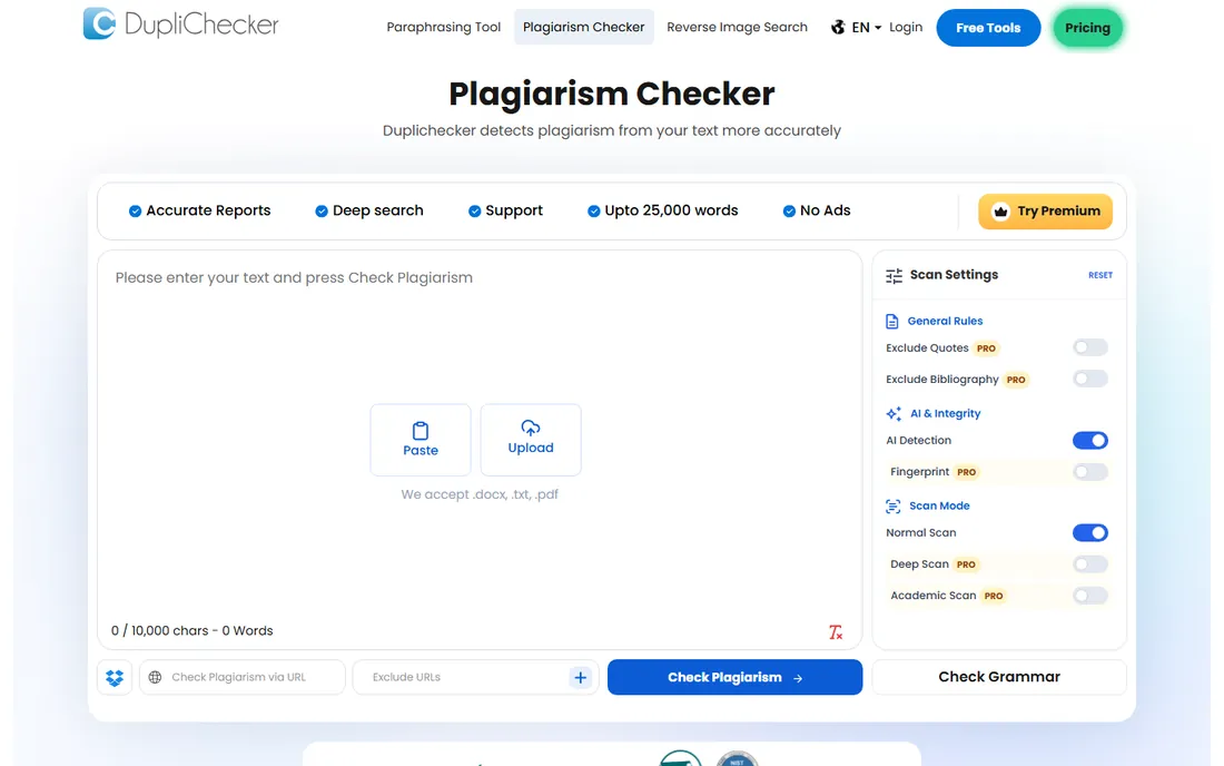 DupliChecker homepage