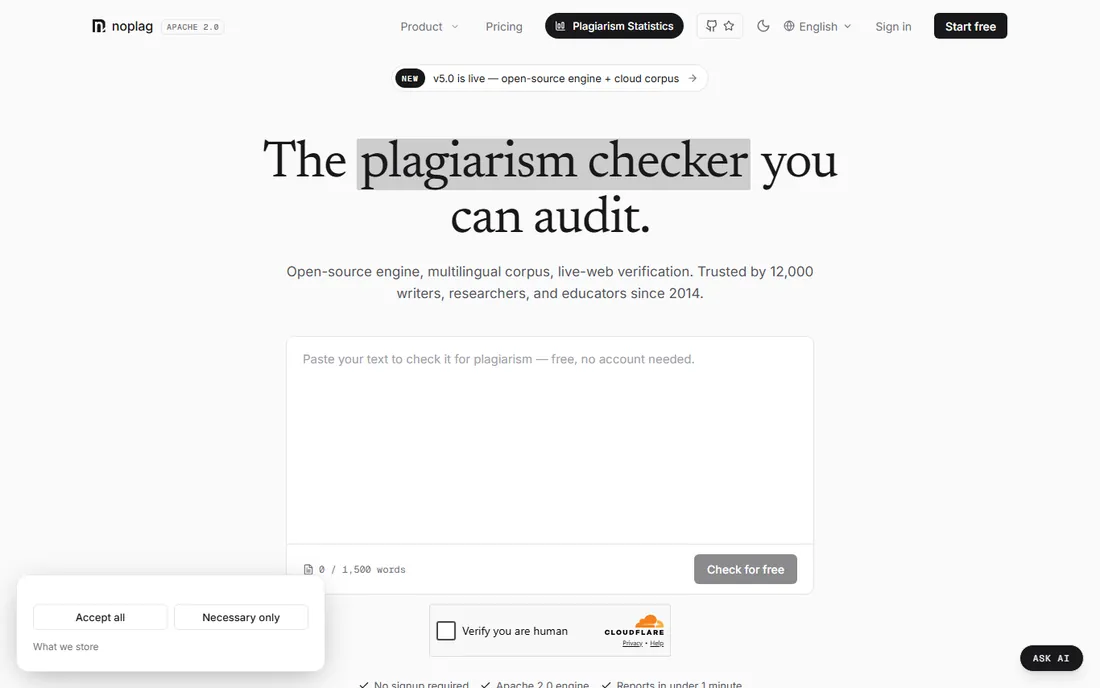 Noplag homepage