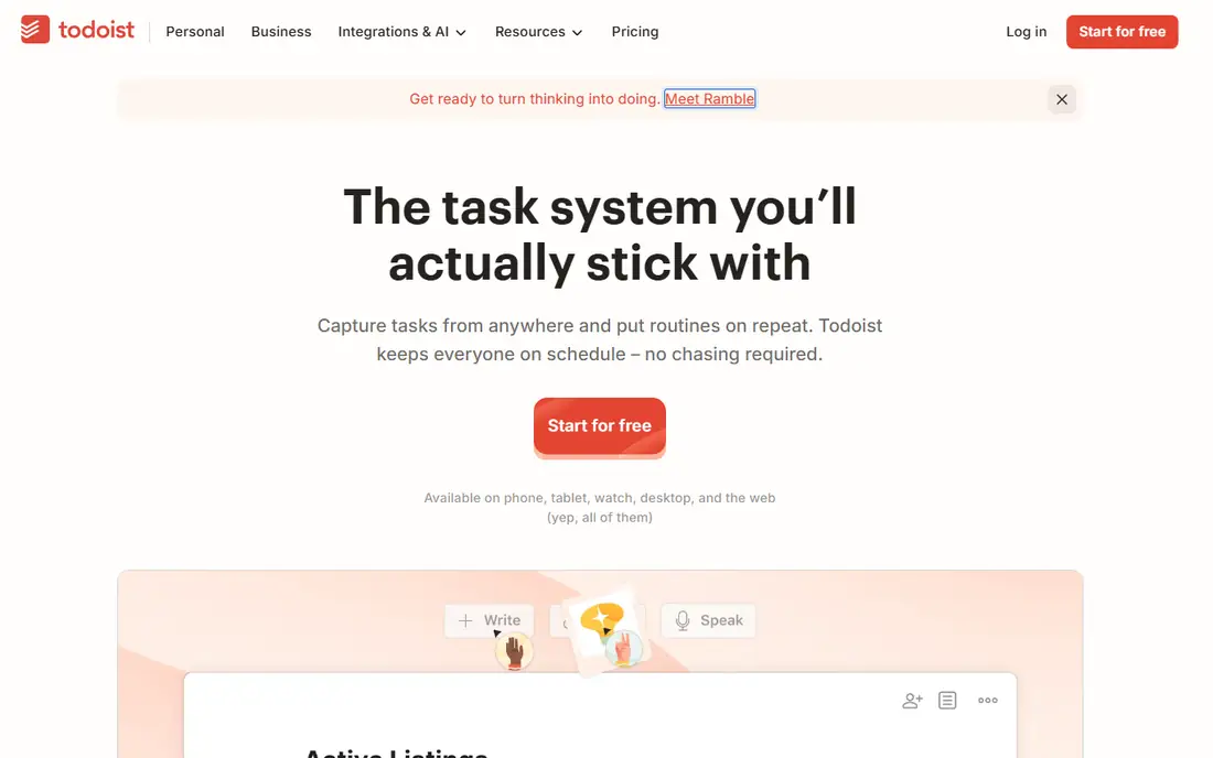 Todoist homepage
